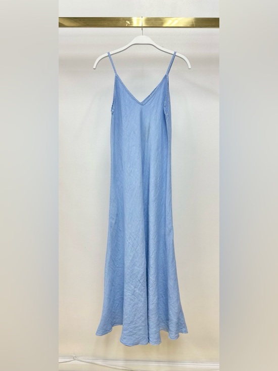 Milio Milano Dresses & Skirts - (23.2237-SKY) ITALIAN LINEN MAXI V-NECK DRESS